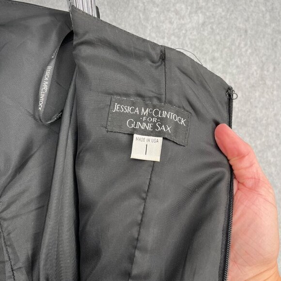 Jessica McClintock Gunne Sax Bubble Mini Dress Size 1 Black Fairy Whimsigoth VTG - Picture 5 of 12